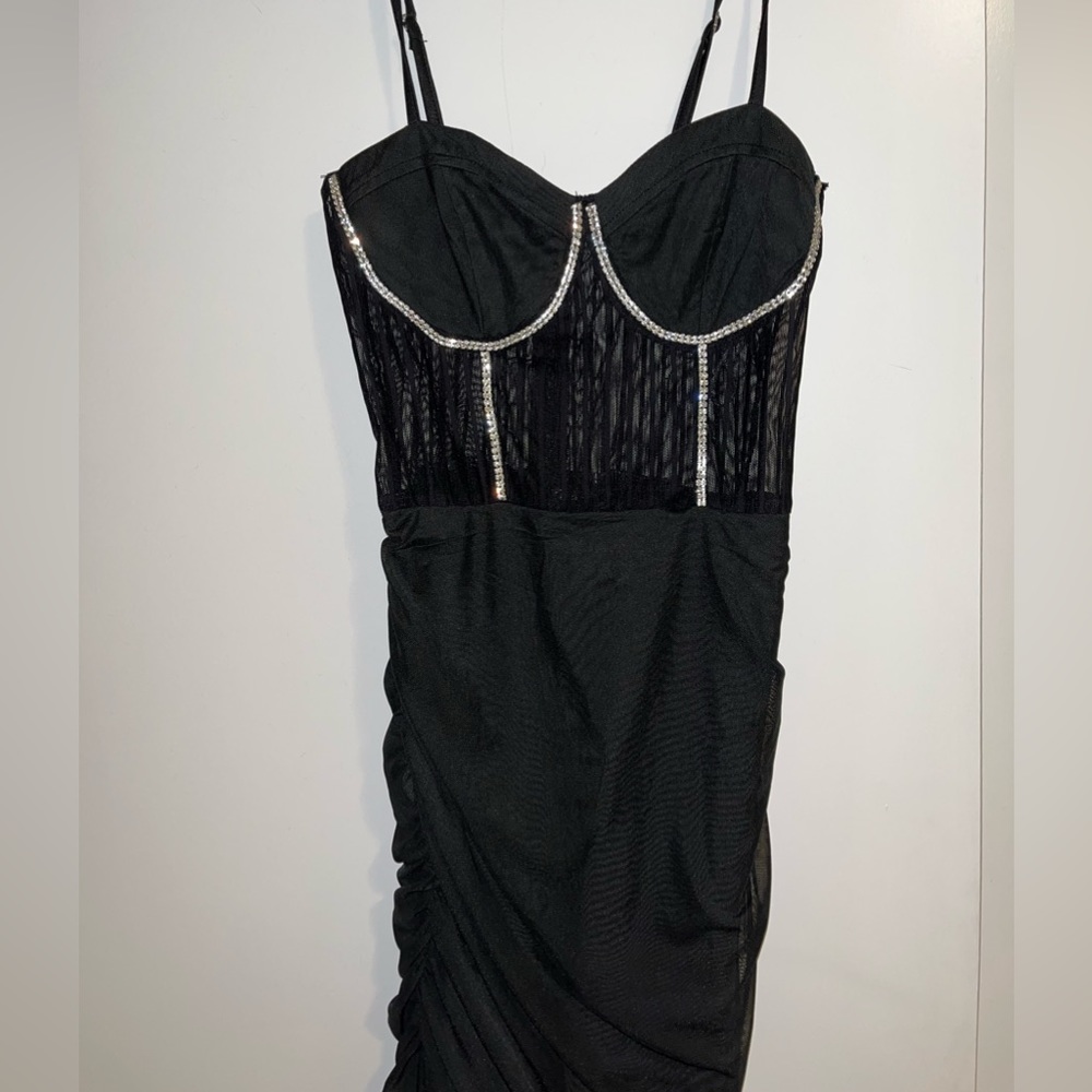 Black bodycon dress with sequin detailing! Size small